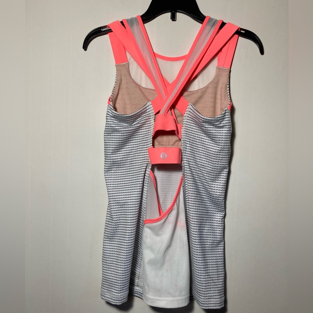 Lululemon Ready,Set,Sweat Tank Double Dot White Black/Very Light Flare Size 4 - Picture 5 of 15